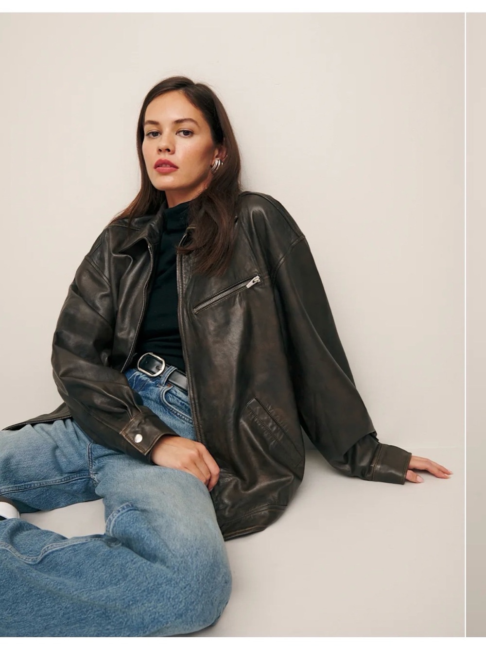 Reformation Veda Marco Oversized Leather Jacket - Pit Stop